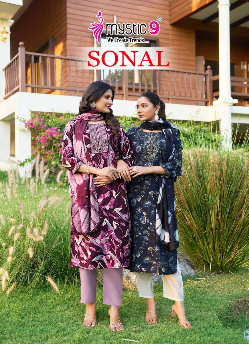 SONAL VOL 2 BY MYSTIC 9 DESIGNER ROMAN SILK SALWAR SUIT WHOLESALER IN INDIA 1