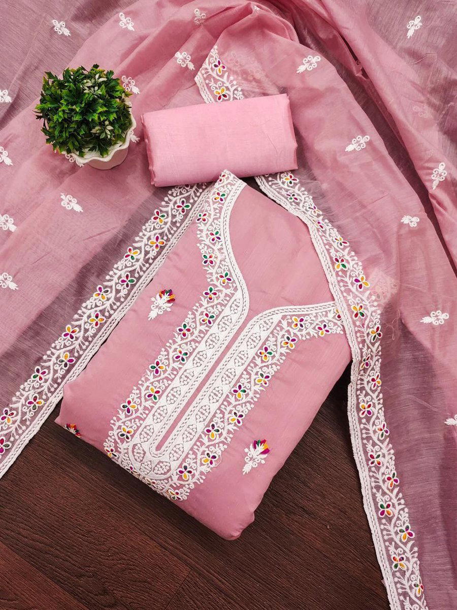 RN VOL 7 BY RN DESIGNER CHANDERI NECK EMBROIDERY SALWAR SUIT WHOLESALER IN INDIA 1