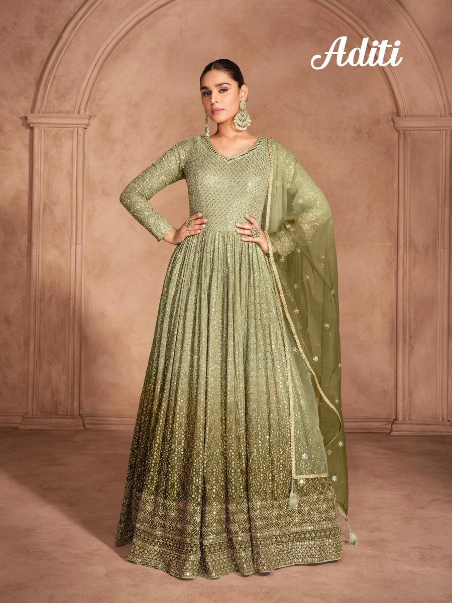 ADITI BY SAYURI DESIGNER GEORGETTE GOWN WHOLESALER IN INDIA 1