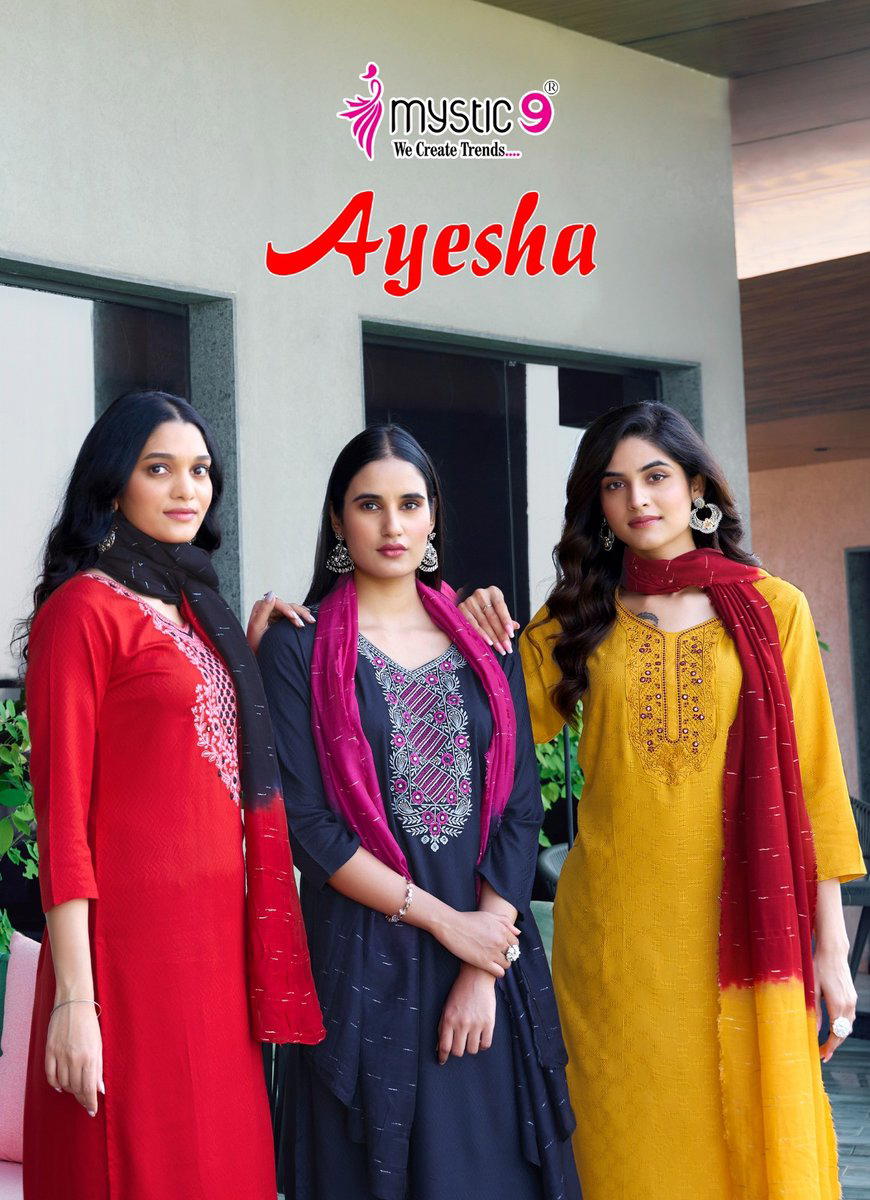 AYESHA VOL 1 BY MYSTIC 9 DESIGNER EMBROIDERY SALWAR SUIT WHOLESALER IN INDIA 1