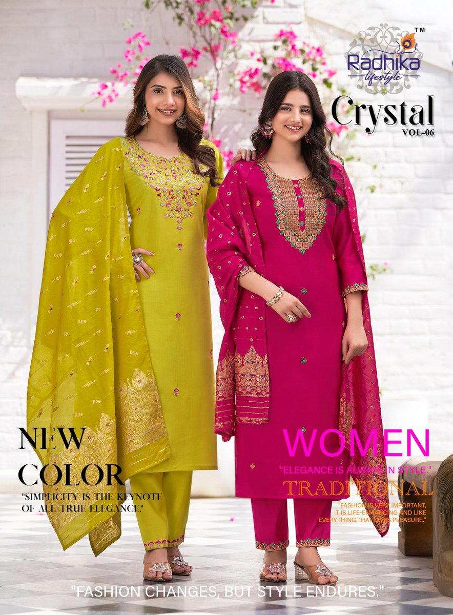 CRYSTAL VOL 6 BY RADHIKA LIFE STYLE DESIGNER SILK SALWAR SUIT WHOLESALER IN INDIA 1
