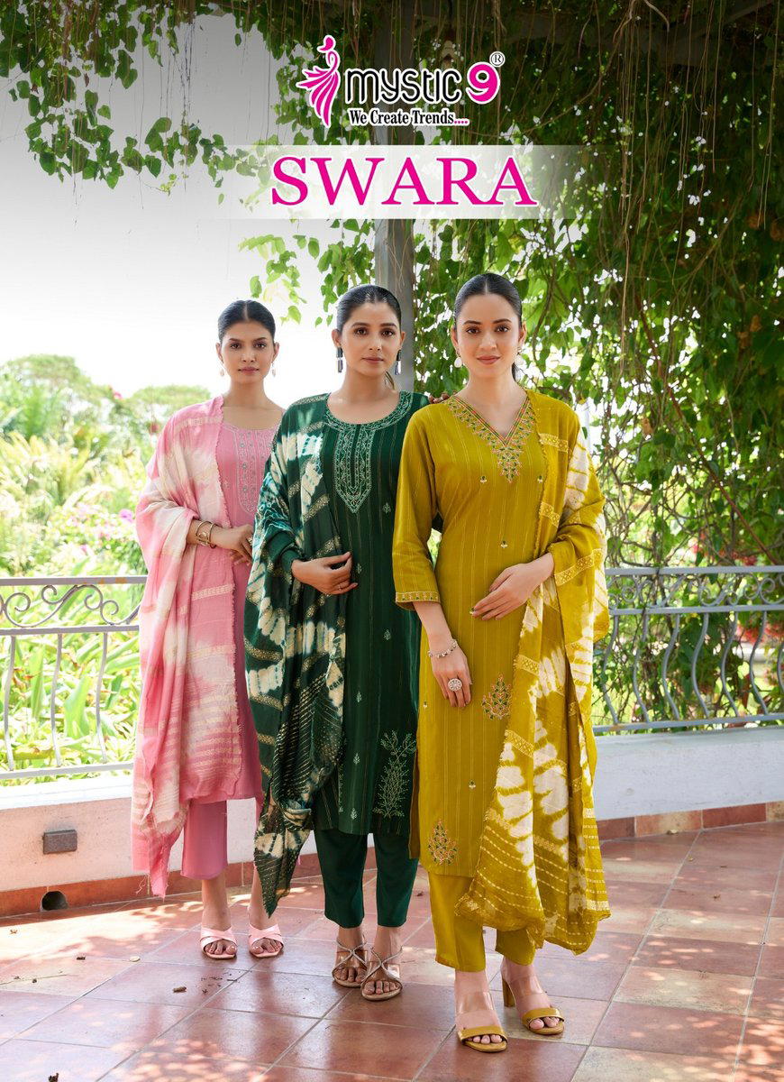 SWARA VOL 3 BY MYSTIC 9 DESIGNER RAYON SALWAR SUIT WHOLESALER IN INDIA 1