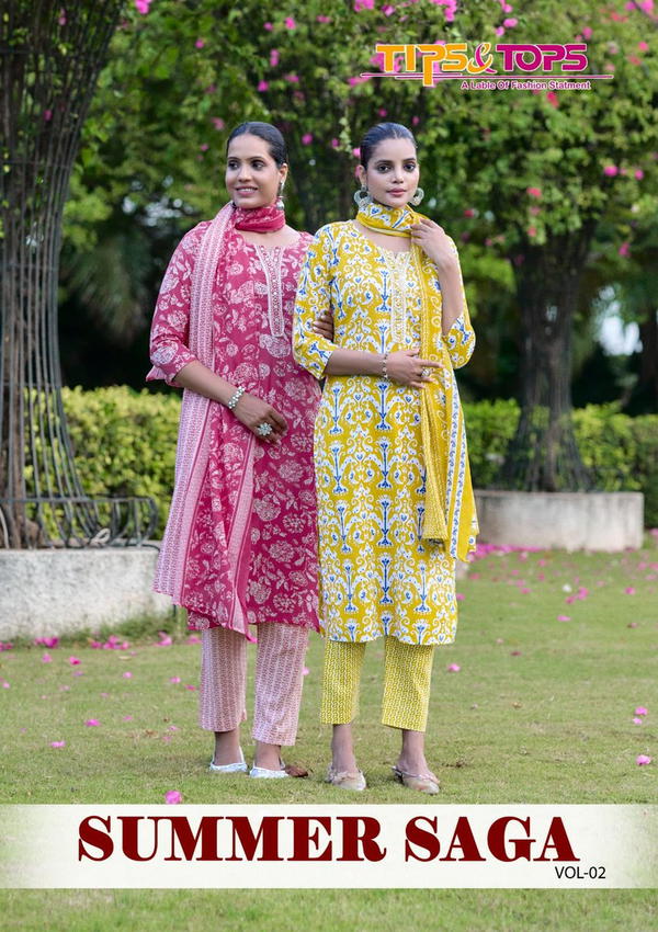 SUMMER SAGA VOL 2 BY TIPS & TOPS DESIGNER COTTON SALWAR SUIT WHOLESALER IN INDIA