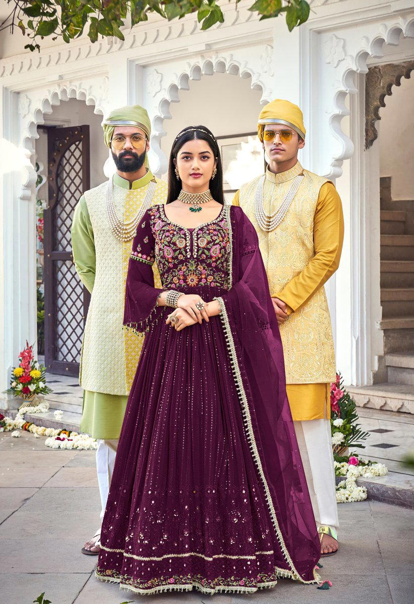 EB 1321 BY OM SAI DESIGNER GEORGETTE GOWN WHOLESALER IN INDIA 1