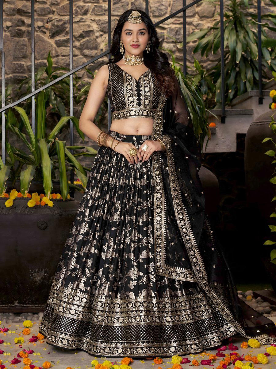 7100 BLACK BY ZEEL DESIGNER DOLA SILK LEHENGA CHOLI WHOLESALER IN INDIA 1