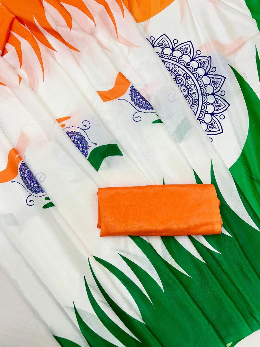 15 AUGUST SPECIAL BY AASHAPURA SAREE DESIGNER CHINON SILK SAREE WHOLESALER IN INDIA 1