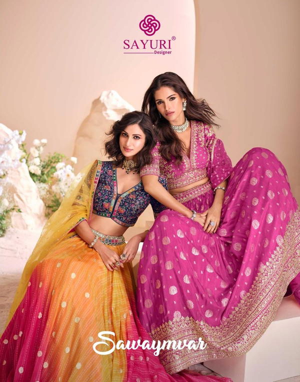 SWAYAMWAR BY SAYURI DESIGNER PURE VISCOS JACQUARD SILK LEHENGA CHOLI WHOLESALER IN INDIA