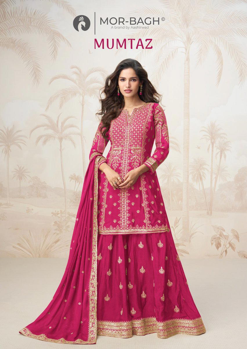 MUMTAZ BY AASHIRWAD DESIGNER CHINON SILK SALWAR SUIT WHOLESALER IN INDIA 1