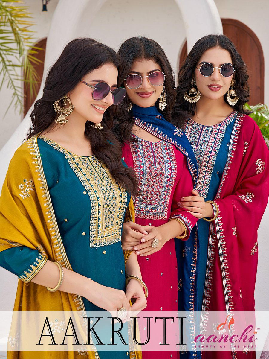 AAKRUTI BY AANCHI DESIGNER VICHITRA SILK SALWAR SUIT WHOLESALER IN INDIA 1