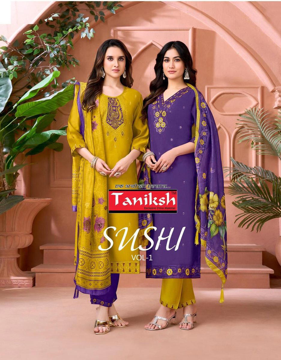 SUSHI VOL 1 BY TANIKSH DESIGNER ROMAN EMBROIDERY WORK SALWAR SUIT WHOLESALER IN INDIA 1