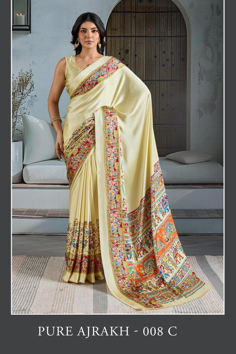 AJRAKH 0008 BY RAJTEX DESIGNER SATIN SAREE WHOLESALER IN INDIA 1