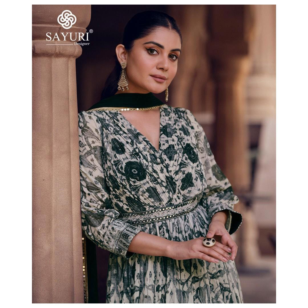 KESAR BY SAYURI DESIGNER GEROGETTE GOWN WHOLESALER IN INDIA 1