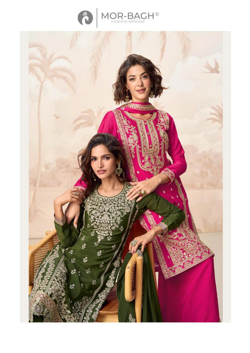 POORVA BY AASHIRWAD CREATION DESIGNER CHINNON SILK SALWAR SUIT WHOLESALER IN INIDA 1