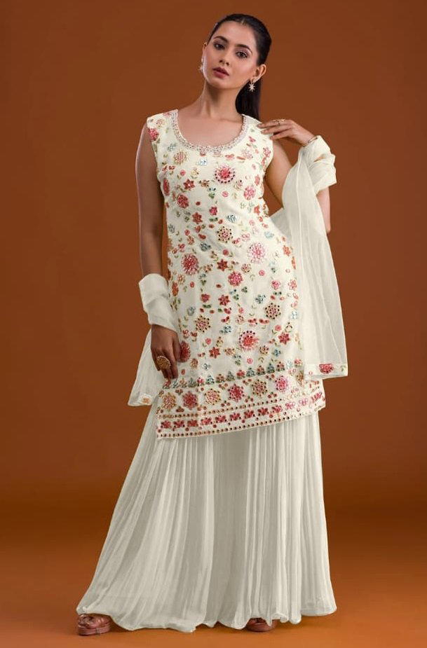 DN 1004 BY OM SAI DESIGNER FANCY PLAZZO SUITS WHOLESALER IN INDIA 1