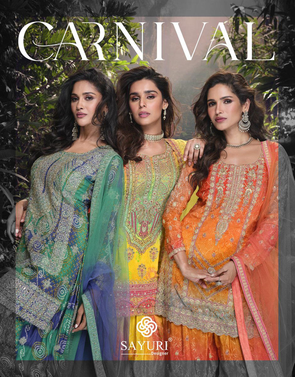 CARNIVAL BY SAYURI DESIGNER CHINON SALWAR SUIT WHOLESALER IN INDIA 1