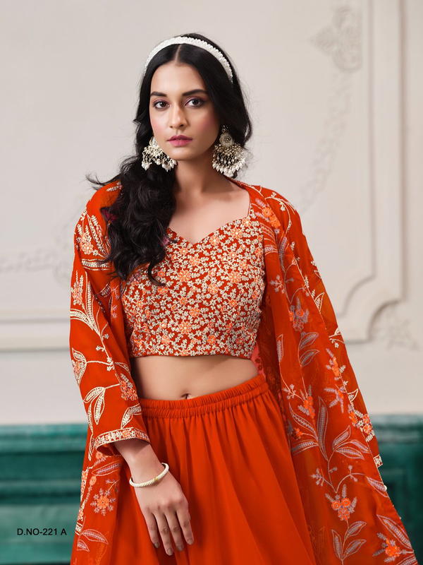 AANAYA VOL - 221 BY DANI CREATION GEORGETTE DESIGNER LEHENGA CHOLI WHOLESALER IN INDIA