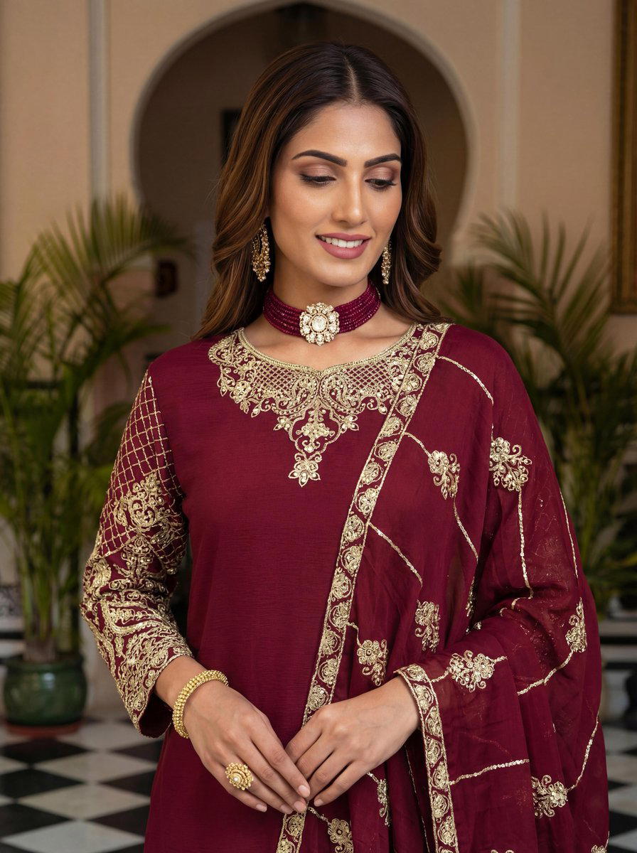 DVD ON5160 BY DVD DESIGNER CHINON SILK WITH EMBROIDERY SALWAR SUIT WHOLESALER IN INDIA 1