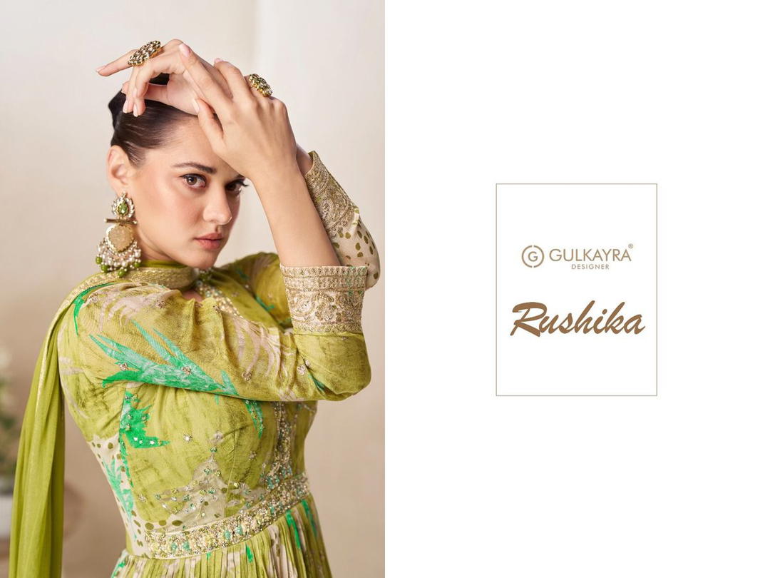 RUSHIKA BY GULKAYRA DESIGNER CHINON GOWN WHOLESALER IN INDIA 1