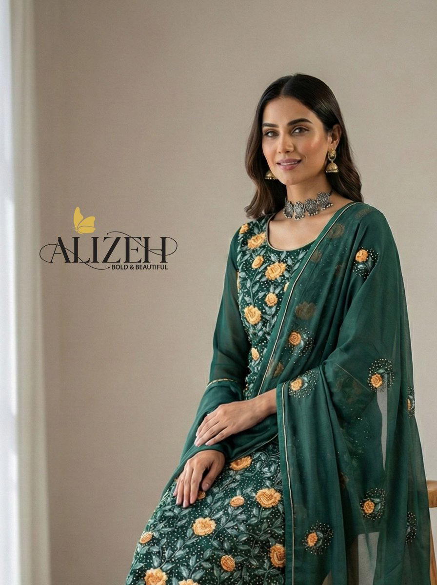 DN 7054 TO 7057 ALIZEH DESIGNER GEOEGETTE SALWAR SUIT WHOLESALER IN INDIA 1