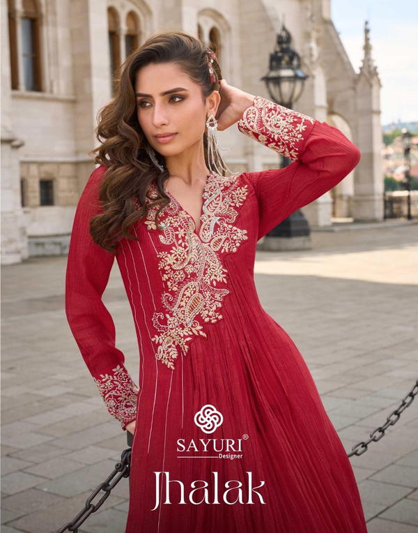JHALAK BY SAYURI DESIGNER SILK GOWN WHOLESALER IN INDIA