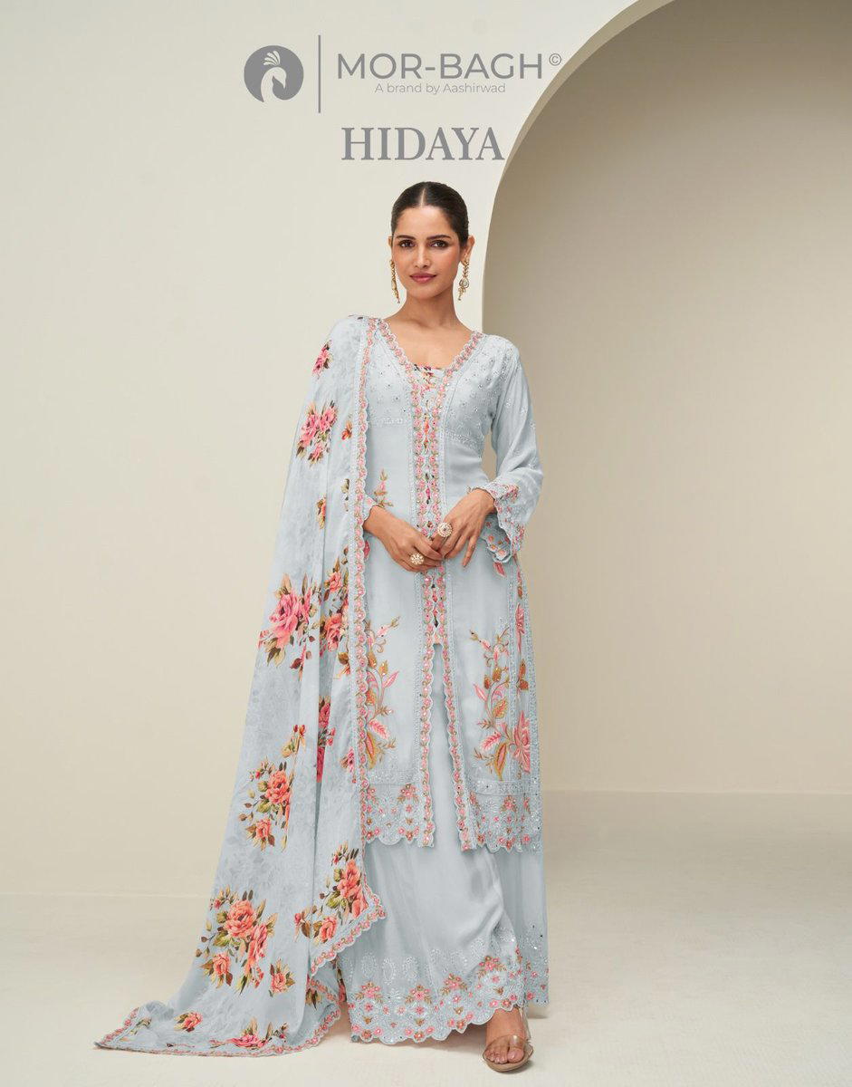 HIDAYA BY AASHIRWAD CREATION DESIGNER CHINNON SILK WHOLESALER IN INDIA 1