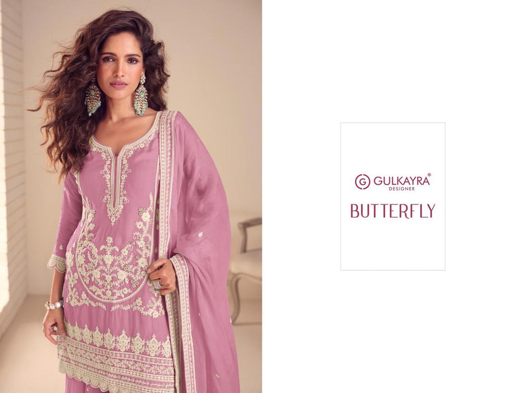 BUTTERFLY BY GULKAYRA DESIGNER CHINON SALWAR SUIT WHOLESALER IN INDIA 1