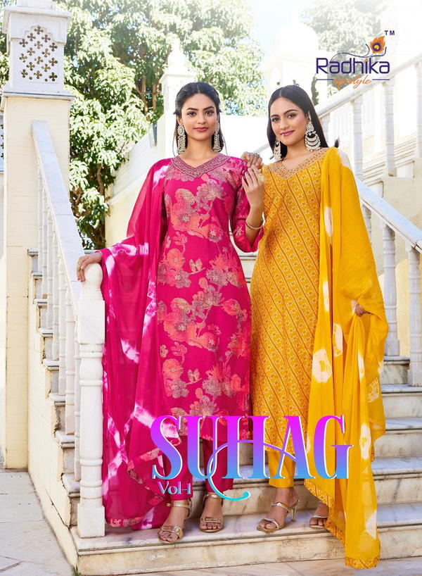 SUHAG VOL 1 BY RADHIKA LIFESTYLE DESIGNER EMBROIDERY SALWAR SUIT WHOLESALER IN INDIA