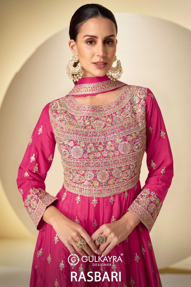 RASBARI BY GULKAYRA DESIGNER CHINON SALWAR SUIT WHOLESALER IN INDIA 1