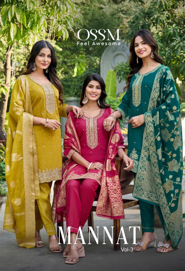 Mannat Vol 03 By Ossm Designer Silk Salwar Kameez Wholesaler In India