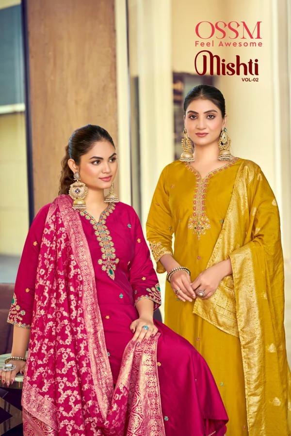 Mishti Vol 02 Ossm Designer Silk Salwar Kameez Wholesaler In India