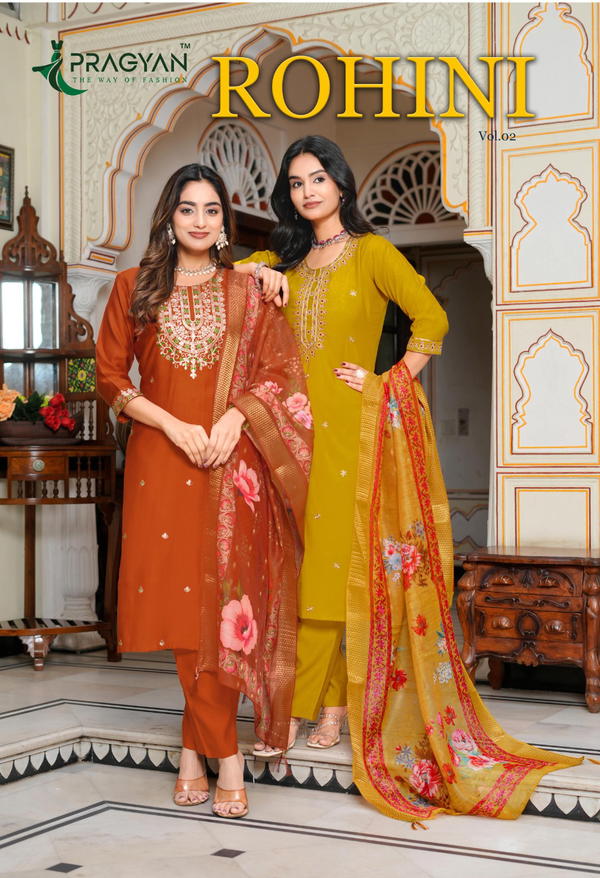 Rohini Vol 2 By Pragyan Designer Vetican Silk Salwar Suit Wholesaler In India