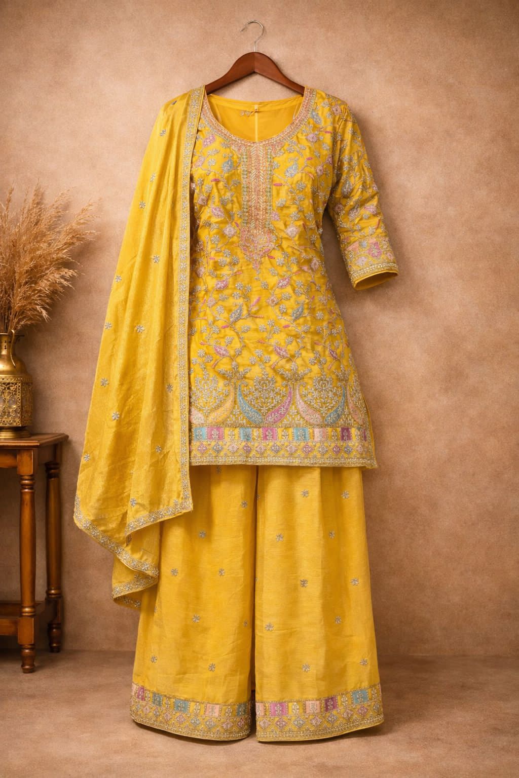 Dno 5103 By Om Sai Designer Crep Silk Salwar Kameez Wholesaler In India 1