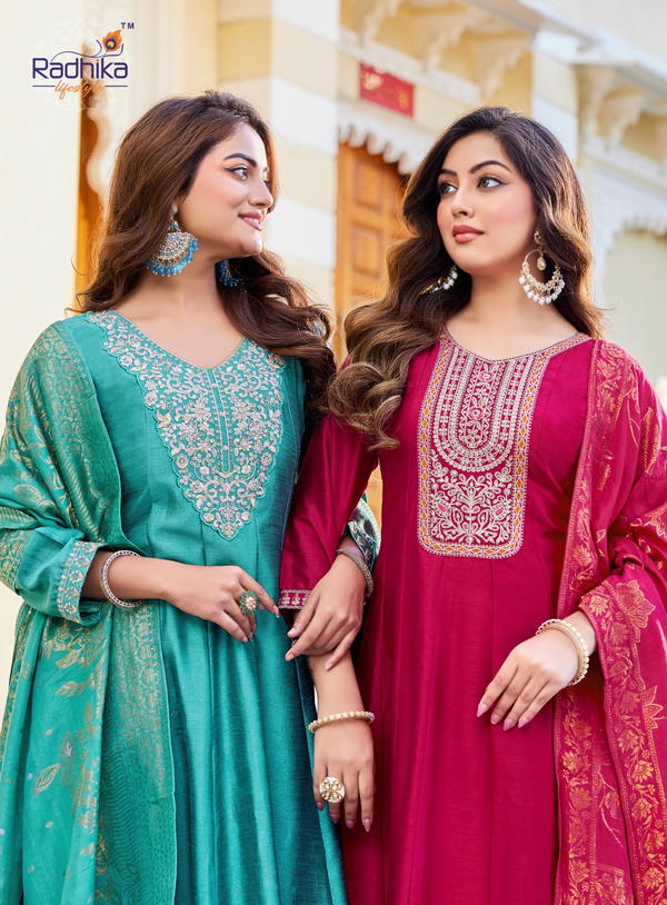 Mahek Vol 4 By Radhika Life Style Designer Silk Salwar Kameez Wholesaler In India