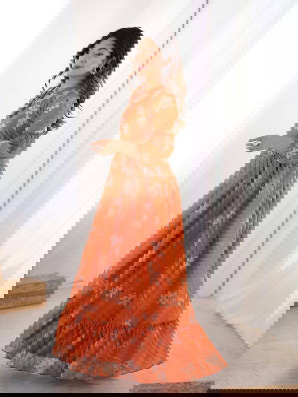Orange Safari By Fvd Designer Premium Gown wholesaler In India