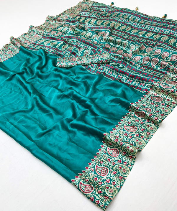 Ajrakh Luxe 2 By Saumeel Tex Designer Premium Saree Wholesaler In India
