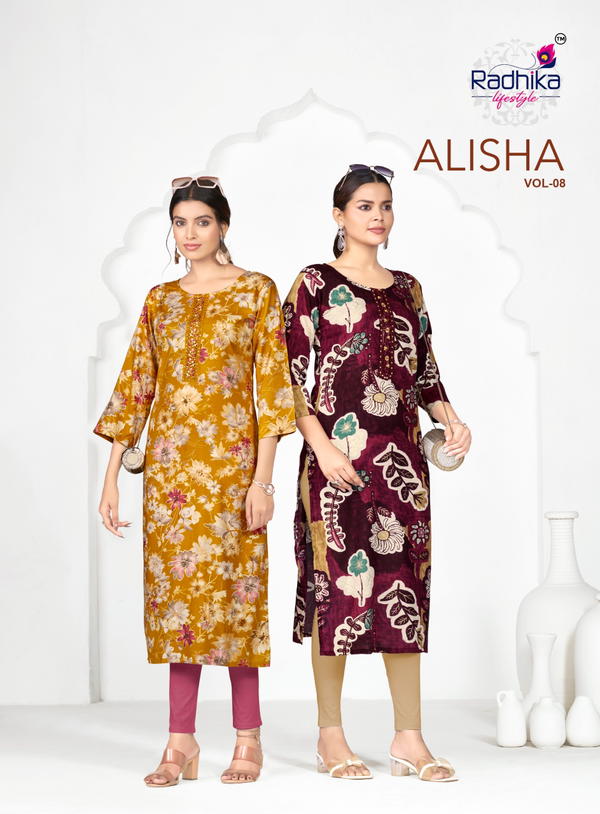 Alisha Vol 8 By Radhika lifestyle Designer Premium Kurti Wholesaler In India
