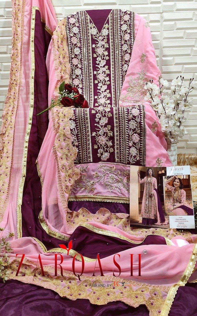 ZARQASH Z3034-B DESIGNER PAKISTANI SALWAR SUTI WHOLESALER IN SUART 1