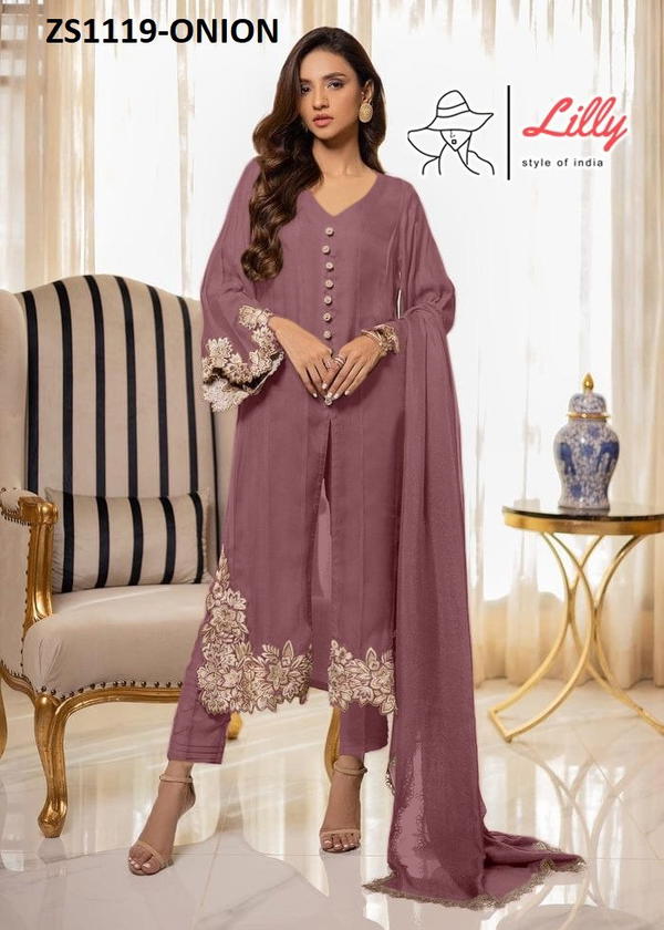 D.NO. ZS1119 COLOUR‚ÄôS BY LILLY STYLE OF INDIA GEORGETTE SALWAR KAMEEZ EXPORTER IN INDIA