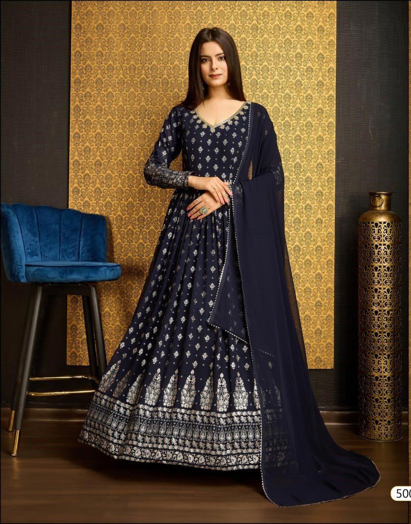 FLORY VOL 44 BY SAGAR IMPEX FOIL PRINTED READY TO WEAR GOWN EXPORTER IN INDIA 1