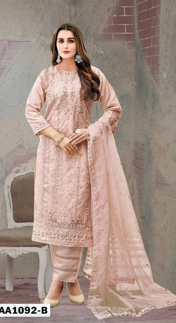 1092 COLOUR BY AL AAYAT ORGANZA WITH EMBROIDERY & HANDWORK SALWAR KAMEEZ WHOLESALER IN SURAT