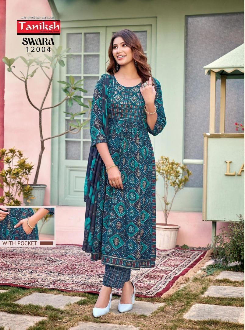 SWARA VOL 12 BY TANIKSH CAPSULE RYON PRINT SALWAR KAMEEZ WHOLESALER IN INDIA 1