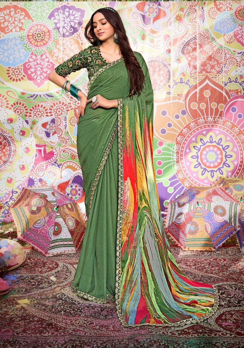 RANG BY RAJYOG MOSS CHIFFON PRINT SAREE EXPORTER IN INDIA 1