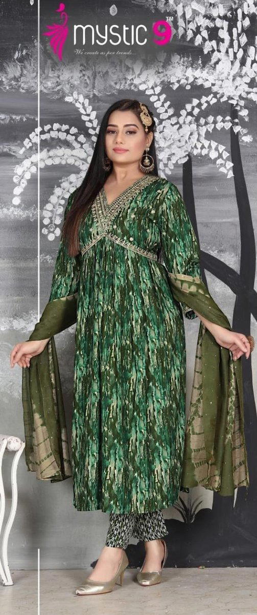 POOJA VOL 4 BY MYSTIC 9 HEAVY FOIL PRINT FABRIC SALWAR KAMEEZ WHOLESALER IN INDIA 1