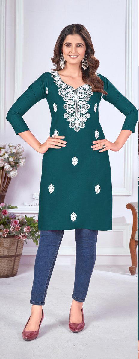 TAMANNA BY BANWERY WHITE COTTON EMBROIDERY KURTI MANUFACTURER IN INDIA 1
