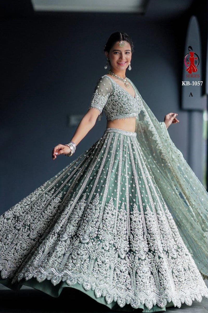 KB 1057 BY SAGAR IMPEX HEAVY BUTTERFLY NET LEHENGA CHOLI MANUFACTURER IN INDIA 1