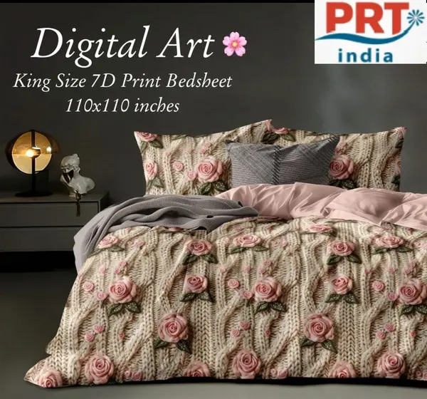 King Size 108"x108" Double Bedsheet With 2 Pillow Covers + 1 Free Bath Towel