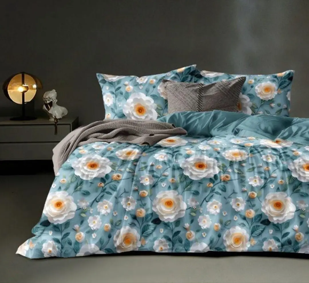 King Size 108"x108" Double Bedsheet With 2 Pillow Covers + 1 Free Bath Towel 1
