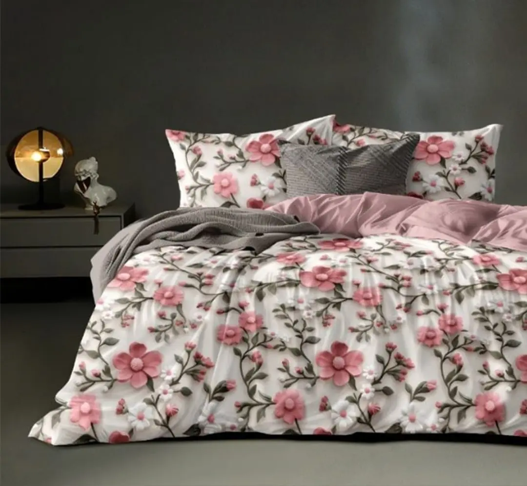 King Size 108"x108" Double Bedsheet With 2 Pillow Covers + 1 Free Bath Towel 1