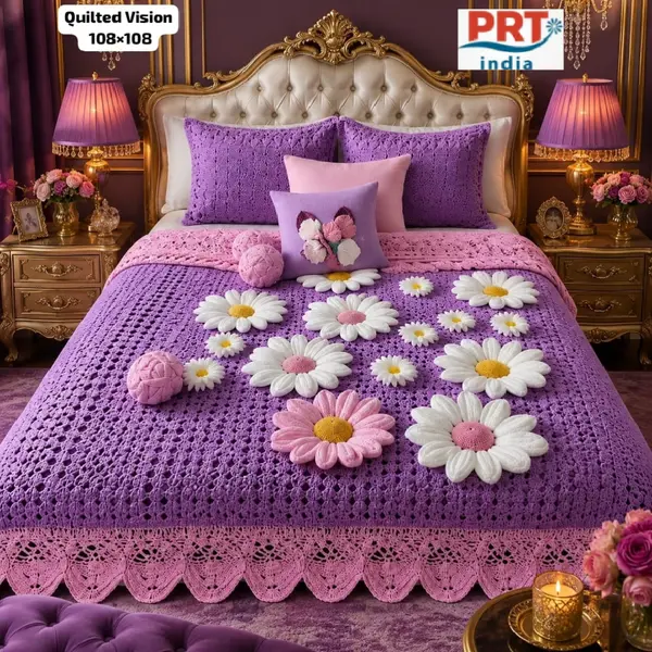 King Size Bedsheet | 108×108 Inch | 2 Pillow Covers + Free Big Bath Towel | Weaving Effect Digital Printed