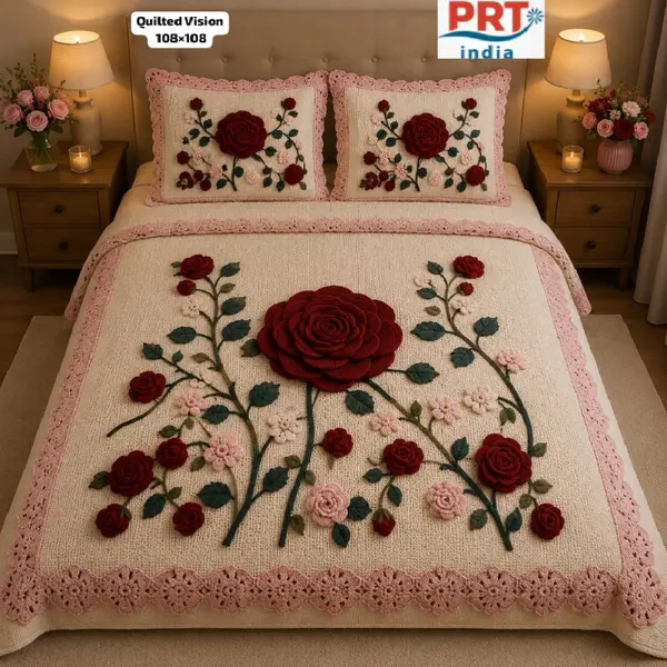 King Size Bedsheet | 108×108 Inch | 2 Pillow Covers + Free Big Bath Towel | Weaving Effect Digital Printed
